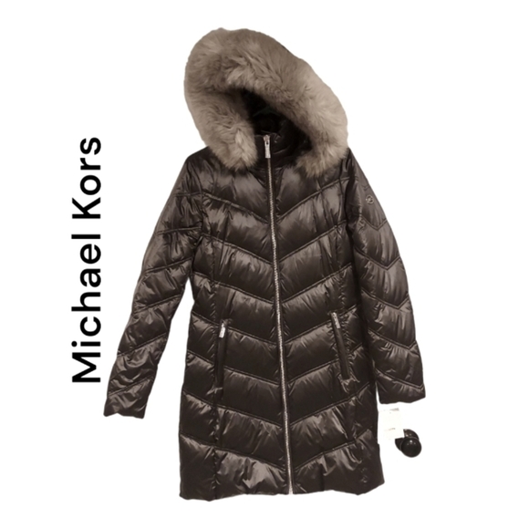 Michael Kors charcoal Down Puffer coat sz XS S NWT MSRP $229 - Picture 2 of 15